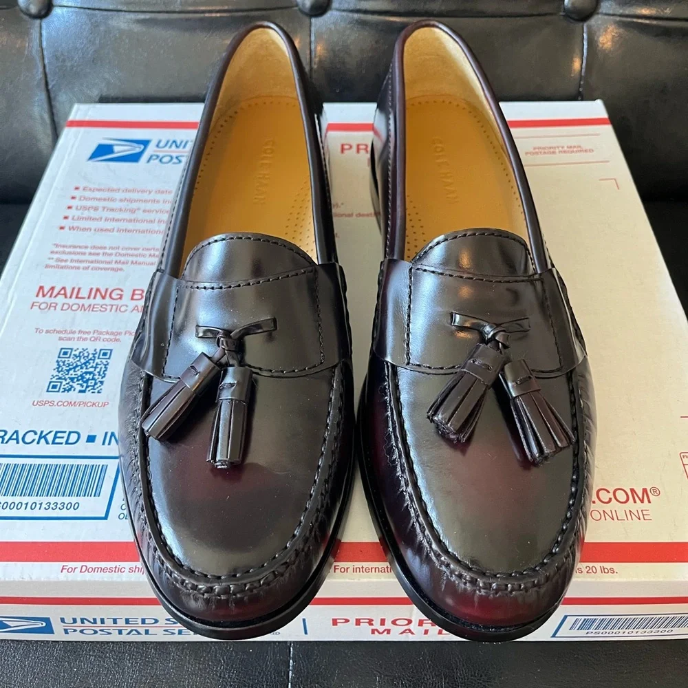 Cole Haan Cordovan Burgundy Leather Pinch Tassel Loafers Men’s‎ Sz 10D
